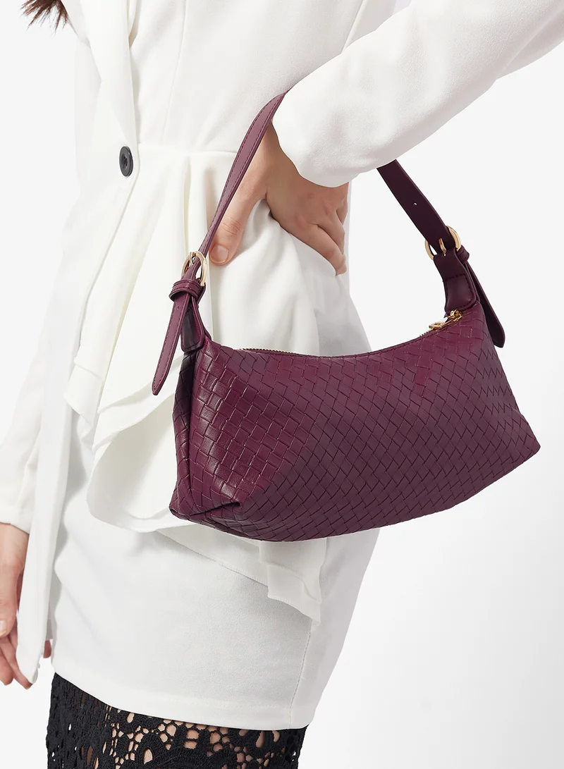 جلاموروس حقيبة كتف منسوجة بلون عنابي